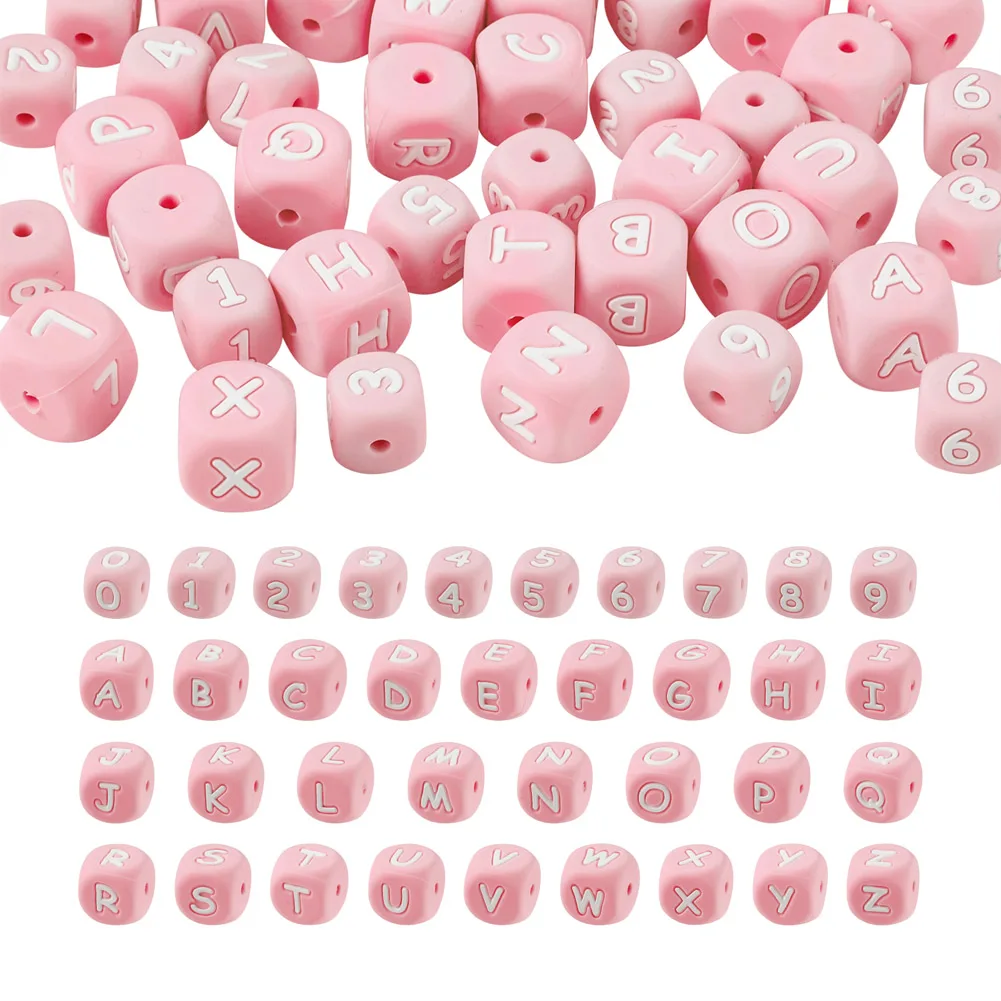 

46pcs/box Silicone Beads Chewing Beads For Teethers DIY Nursing Necklaces Making Dice Black Gray Turquoise Light Blue Pink