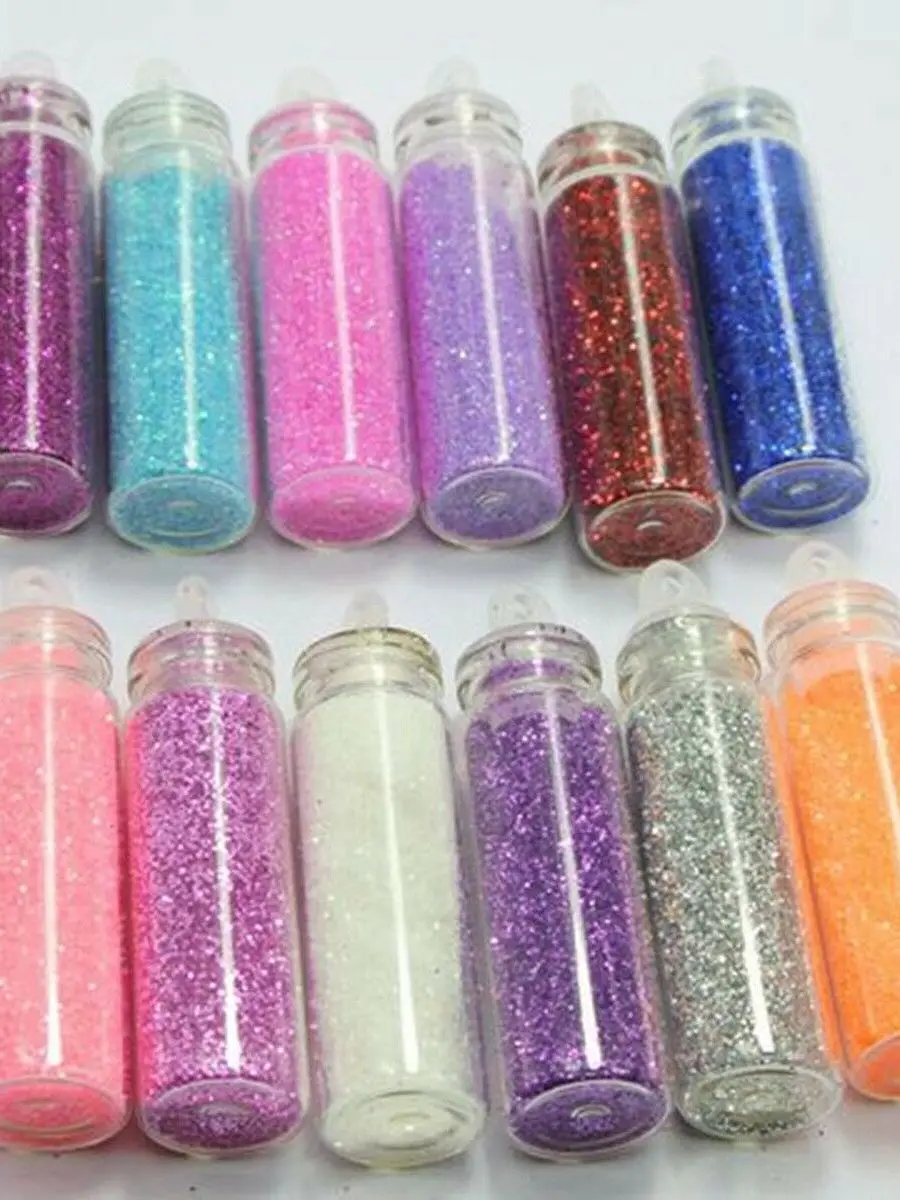 12 бутылочек мини стеклянный флакон очаровательный дизайн ногтей Блестящий