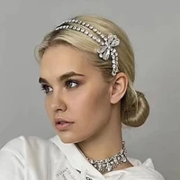rhinestone head chain jewelry butterfly headband headpiece for women novelly crystal hair band adjustable hair accessories