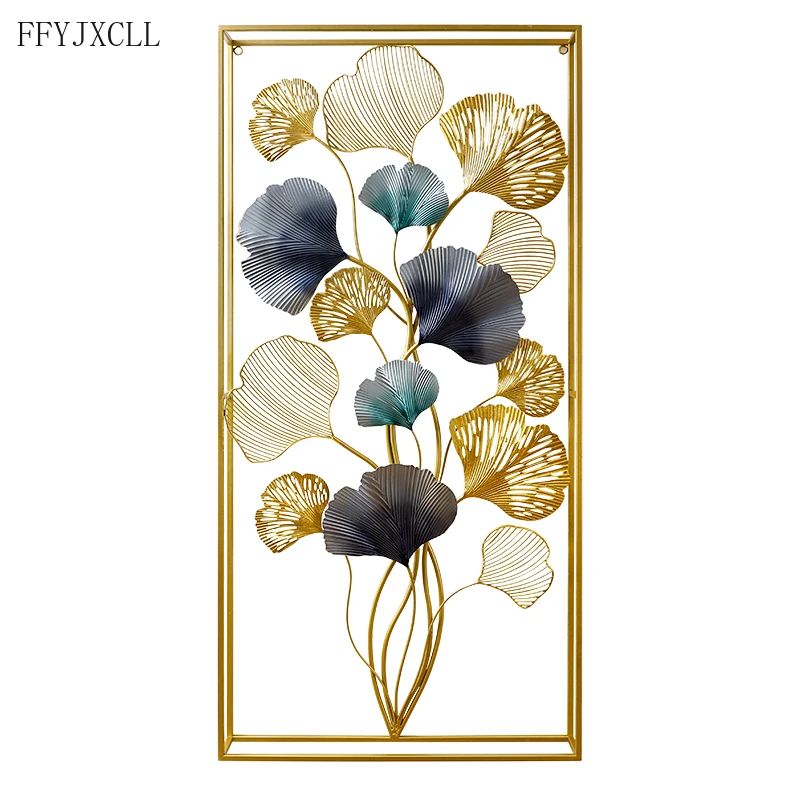 

NEW CHINESE-STYLE IRON PENDANT WALL DECOR LIVING ROOM BACKGROUND WALL PORCH METAL HOME DECOR CREATIVE GINKGO LEAF WALL HANGING