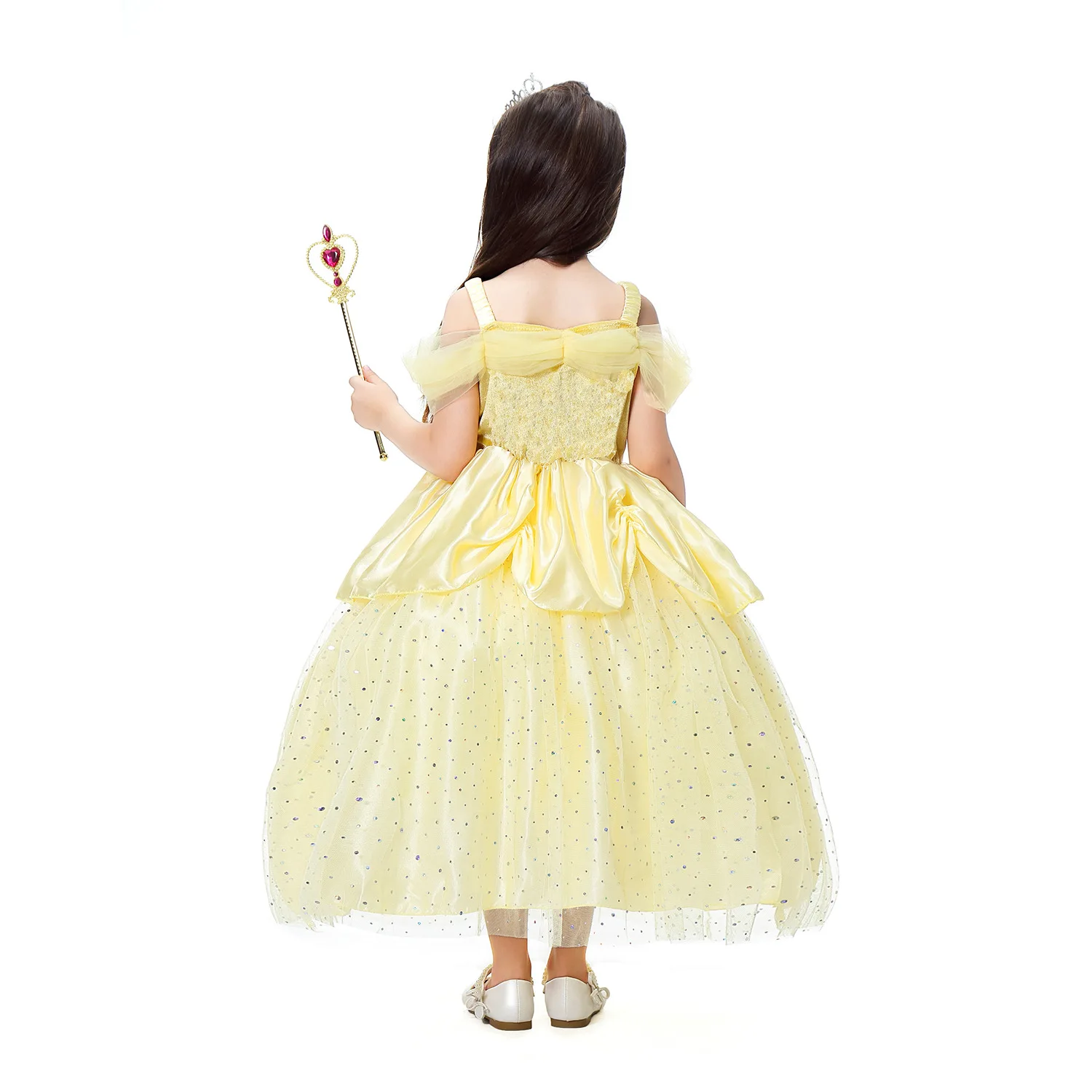 Summer Girl Yellow Dress Belle Princess Cinderella Cosplay Costume Fairy Tail Child Wedding Party Elegant Sheer Prom 2019 | Детская