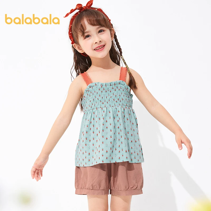 Balabala детская одежда с сеткой для девочки красный костюм повседневная Летняя 2020