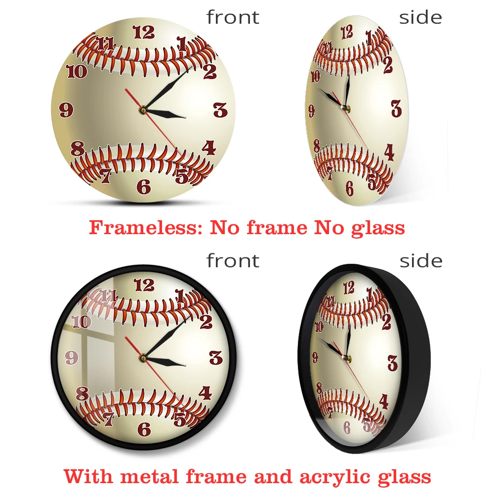 Бейсбольные 3D настенные часы с именем под заказ Спортивная комната Настенный