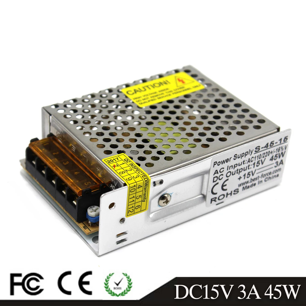 Новая Модель импульсного источника питания 15 В постоянного тока 3 А 45 Вт