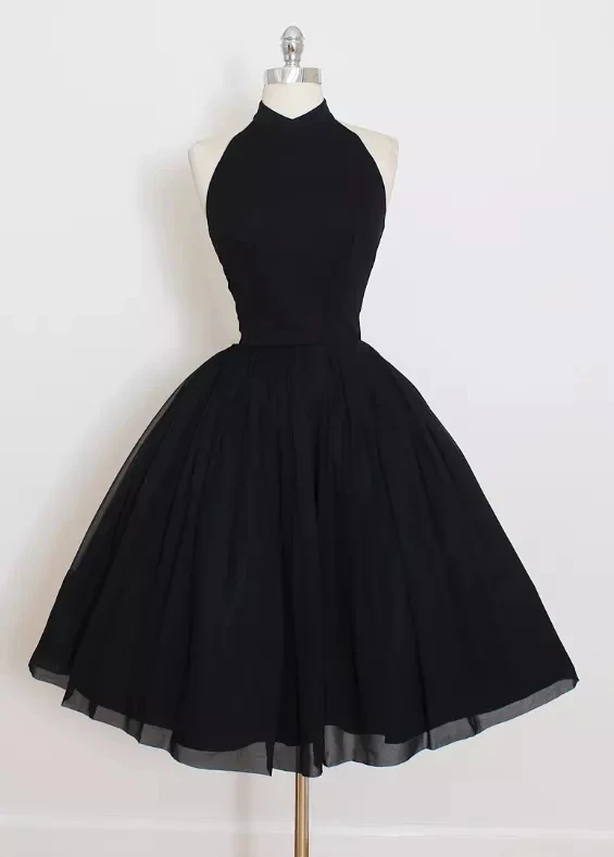 

ANGELSBRIDEP Black Short Homecoming Dresses Vestidos De Festa Sexy Halter Chiffon Formal Graduation Party Gowns Plus Size