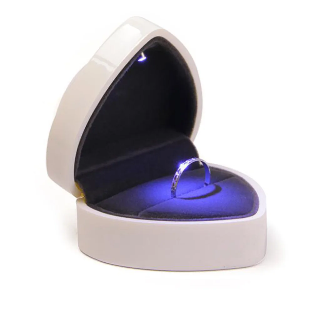 Heart Shape LED Light Ring Holder Box Proposal Wedding Band Display Storage Case New | Дом и сад