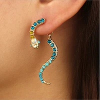 fashion personality snake rhinestone stud earrings for women vintage ethnic exaggerated animal alloy earrings femme jewelry gift
