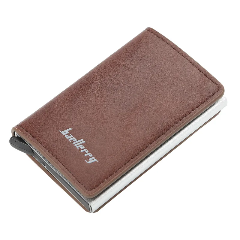 K9109 brown Противоугонный мужской и женский кредитный держатель для карт, блокирующий Rfid кошелек из искусственной кожи, информация о безопасности, мини алюминиевый кошелек - Цвет: K9109 brown