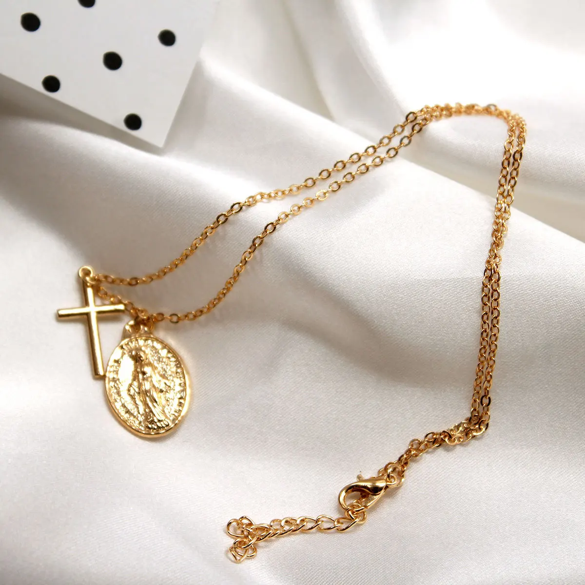 Длинная цепочка Девы Марии подвеска в виде креста Женские кулоны из нержавеющей