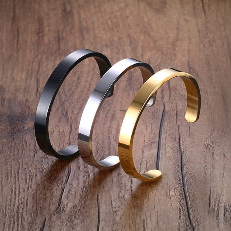 

Custom Laser Engraved Positive Inspirational Open Bangles Personalized Name Letters Cuff Bracelets Anniversary Gifts