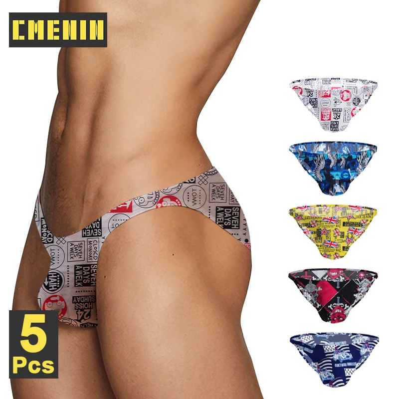 

CMENIN 5Pcs New Nylon Gay Sexy Mens Panties Briefs Men Underpants Soft Ropa Interior Hombre Jockstrap Underwear Man Homme AD7302