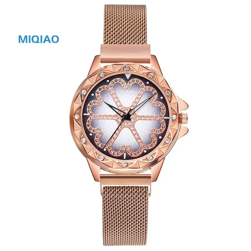 2020 Модные женские наручные часы из розового золота с сетчатым браслетом и