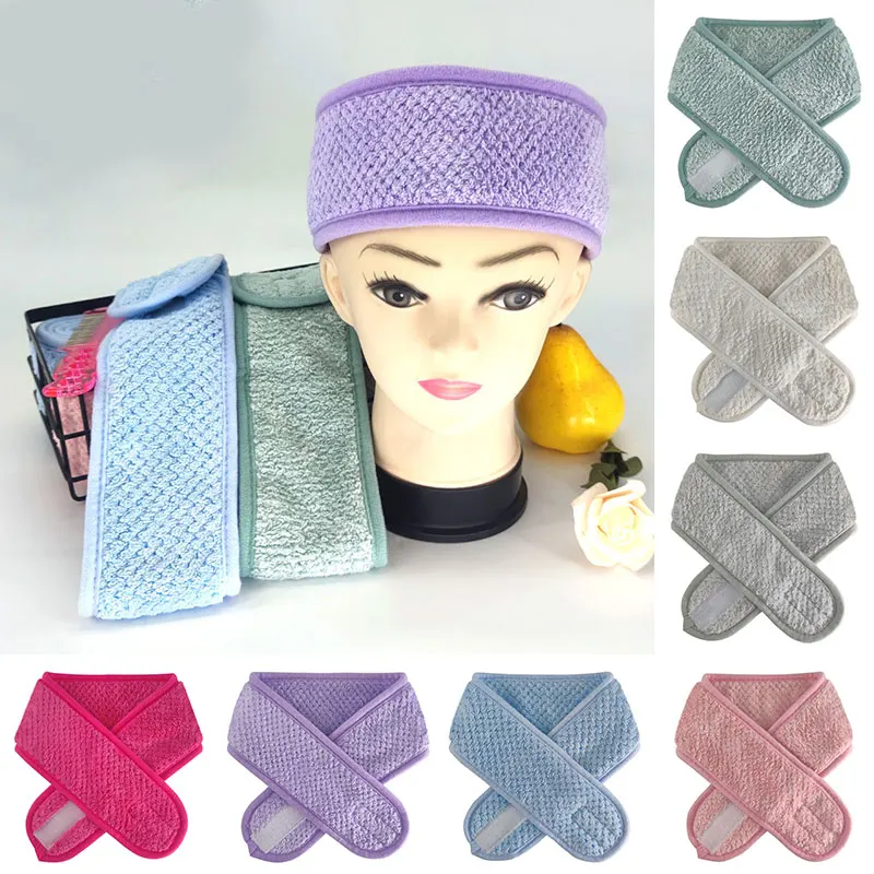 

New Women Adjustable Hairband Makeup Soft Toweling Hair Wrap Pineapple Grid Salon SPA Headband Shower Cap Hair Accessories