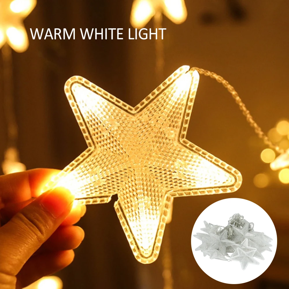 

8 Modes Wedding Neon Lantern Fairy Garland Decoration Lamp Snowflake Five-pointed Star String Lights Romantic Durable