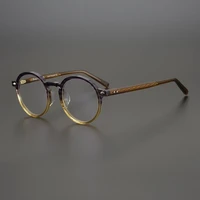 brand designer high quality acetate glasses frame men retro round clear lens eyeglasses for women prescription eyewear 1877