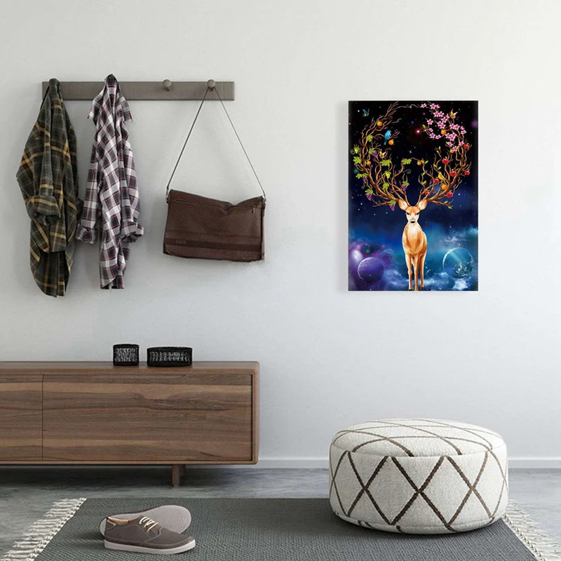 

Lber 30cm*30cm 2 Set 5d Diamond Painting Cross Stitch Home Decoration Sika Deer & Flower Skull Diamond Embroidery Complete