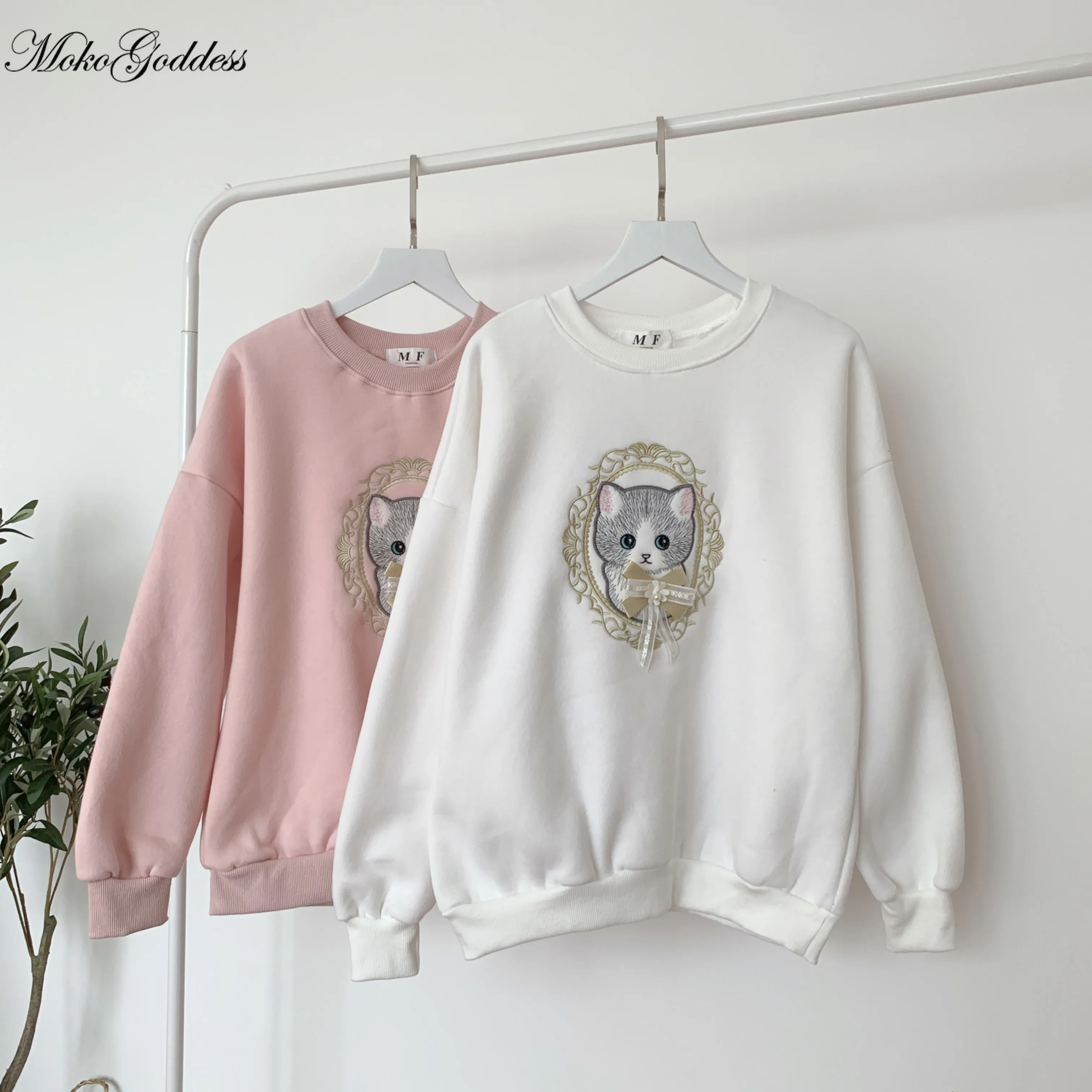 Толстовка Женская с длинным рукавом свитер вышивкой в японском стиле колледжа