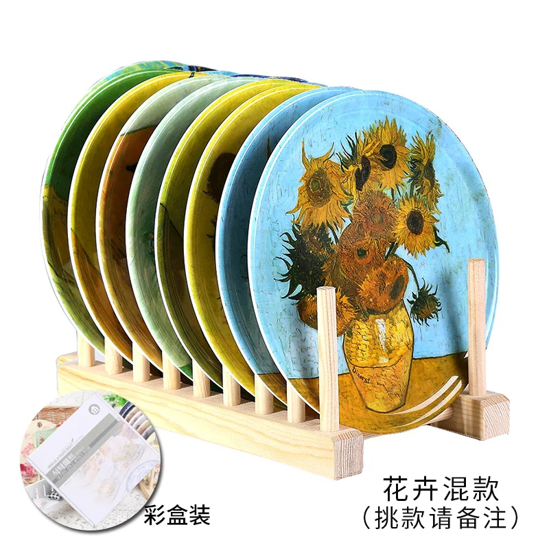 

Abstract Painting Plastic Coasters Vintage Insulation Pad Art Table Plate Mat Tea Kitchen Round Table Placemat for Dining T7C37