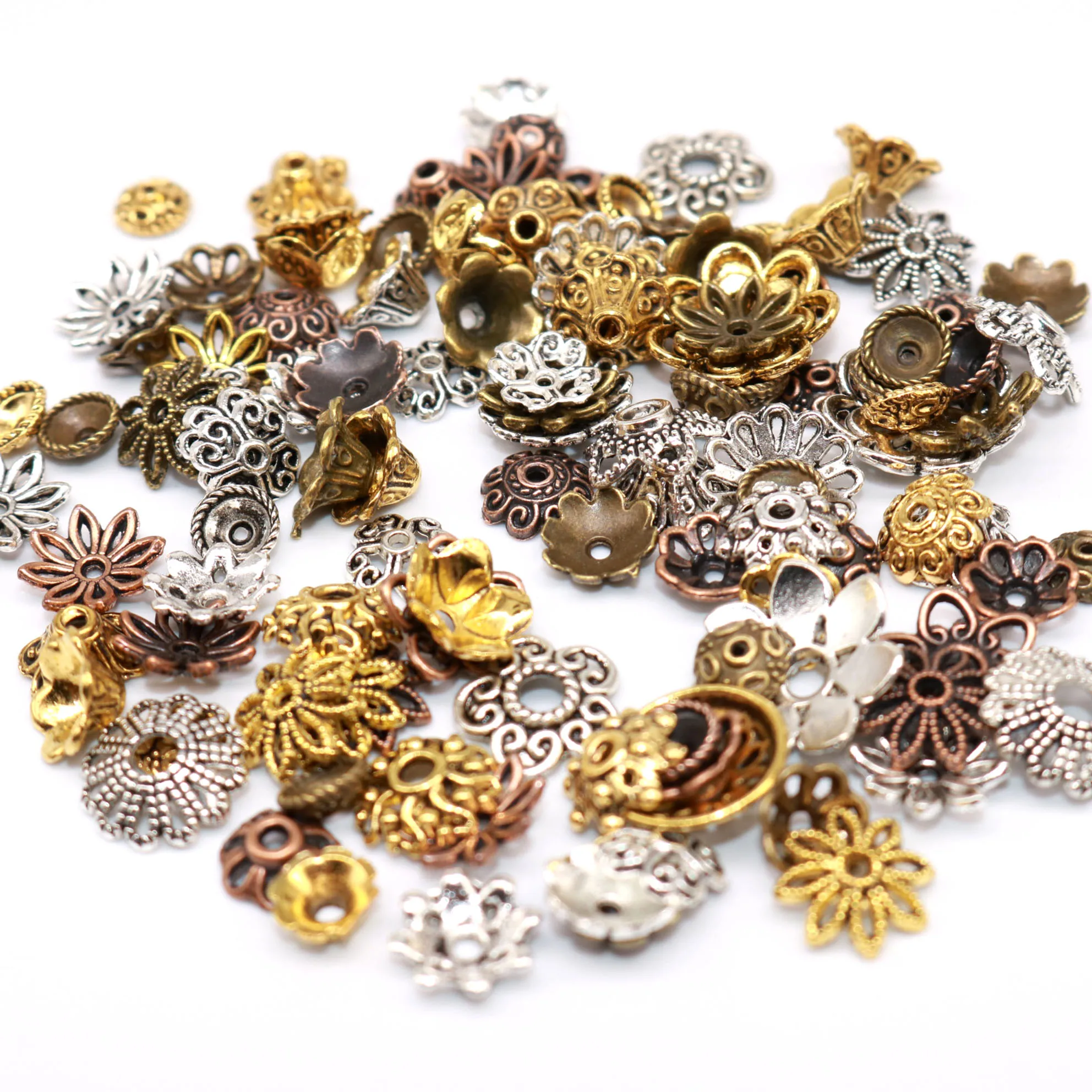 Тибетские антикварные серебряные цветные бусины разных размеров для рукоделия