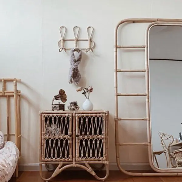 

2 Pack Rattan Wall Hooks Kids and Adult Garments Organizer Rack Clothes Hat Hanging Hook Rattan Hanger Home Room Decor