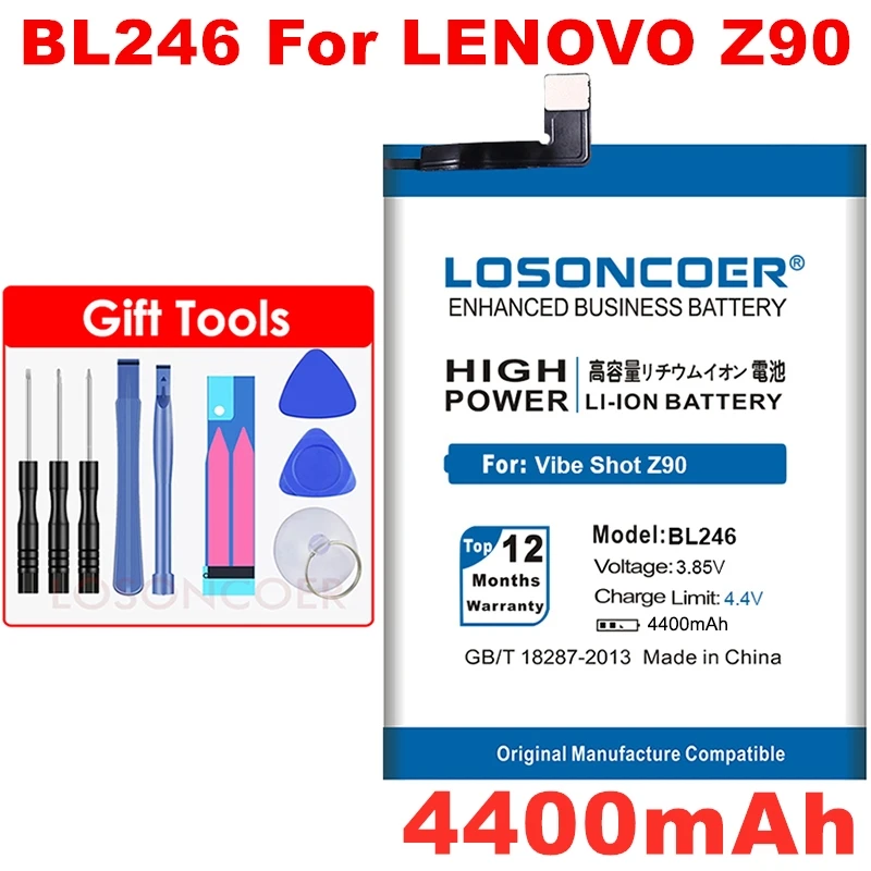 LOSONCOER BL246 аккумулятор 4400 мАч для lenovo Vibe Shot Vibe Max Z90 Z90-3 Z90-7 для lenovo Z90 аккумулятор z90a40