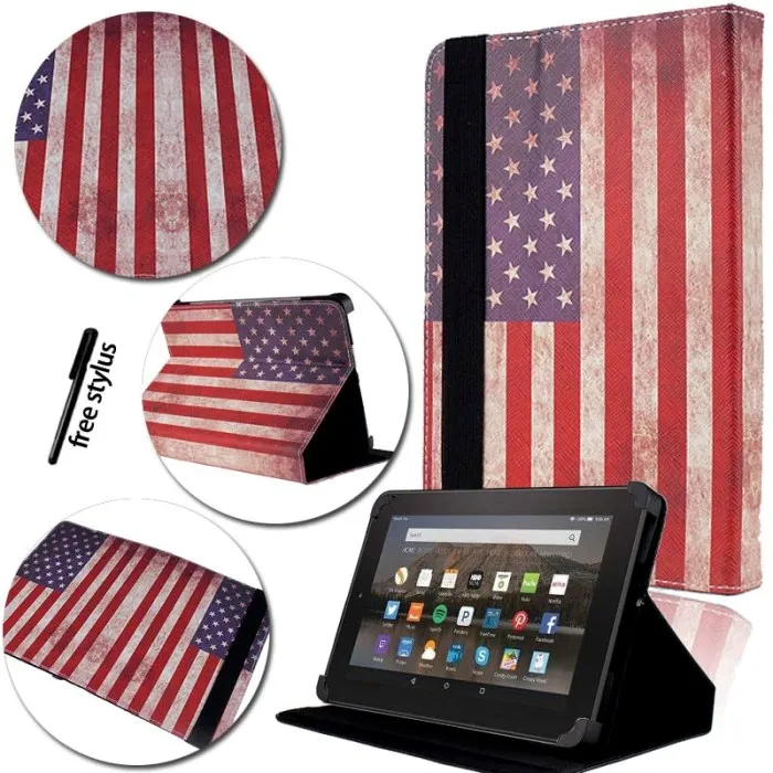 USA American Flag KK&LL для Amazon Fire HD 8(6th/7th/8th Gen, выпуск)-кожаный чехол-книжка для планшета+ bluetooth-клавиатура - Цвет: USA American Flag