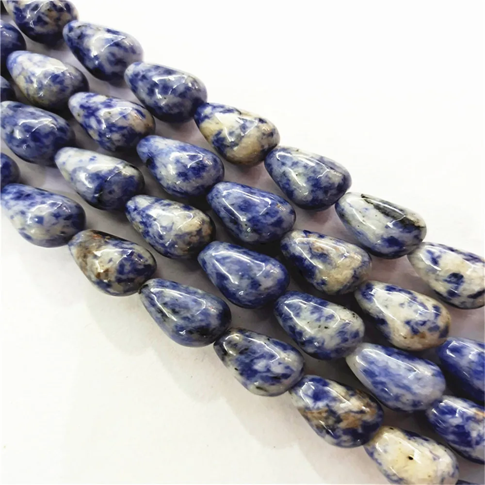 

Оптовая продажа, бусины-капельки из натурального синего кальдалита, 1 нить/28 шт., 14x10 мм, бисер россыпью, аксессуары для ювелирных изделий «сд...