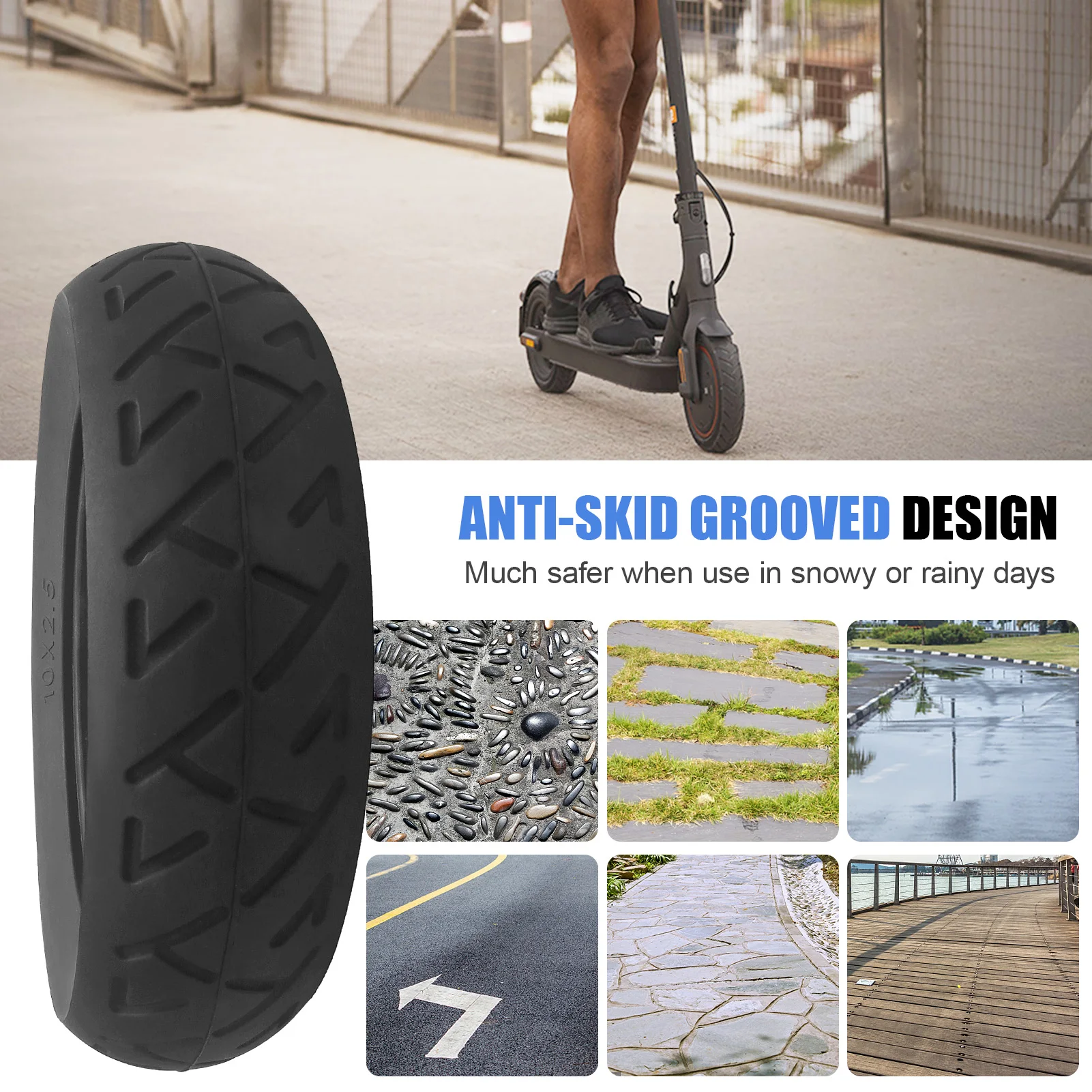 

10 x 2.5m Solid Tire High Intensity Rubber Tire Replacement Electric Scooter Tire for Xiaomi M365/Pro Electric Scooter