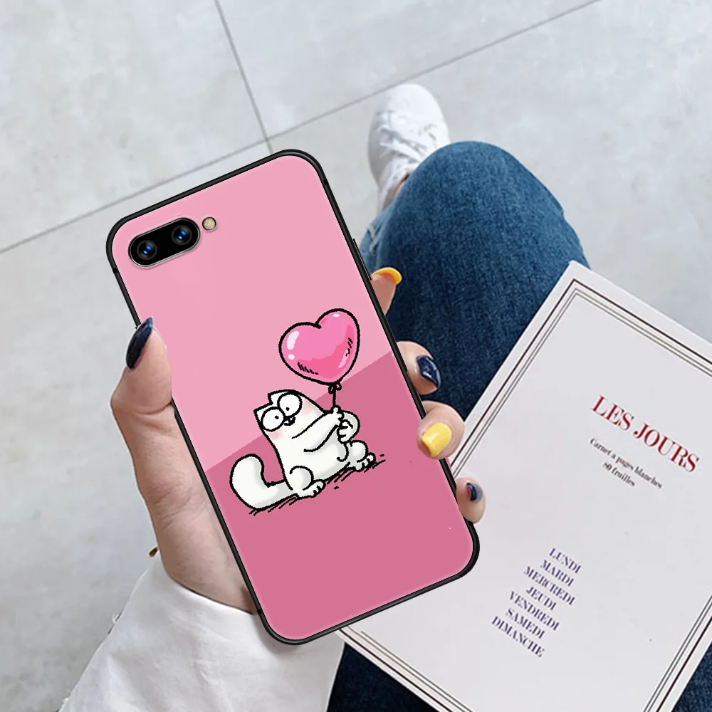 

Cute Simons Cat Phone Case Cover Hull For HUAWEI Honor 6A 7A 7C 8 8A 8S 8x 9 9x 10 10i 20 Lite Pro black Shell Soft Cover Tpu
