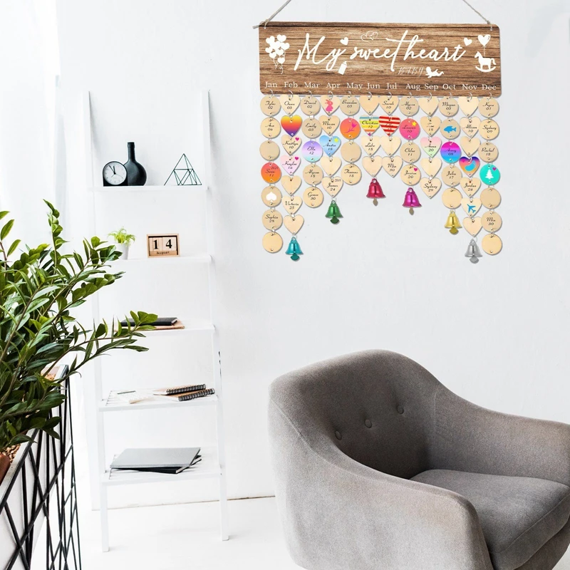 

Wooden Diy Handmade Calendar Listing Home Decoration Pendant-Family/40*12cm Home Office Wall Decor DIY Birthday Present New