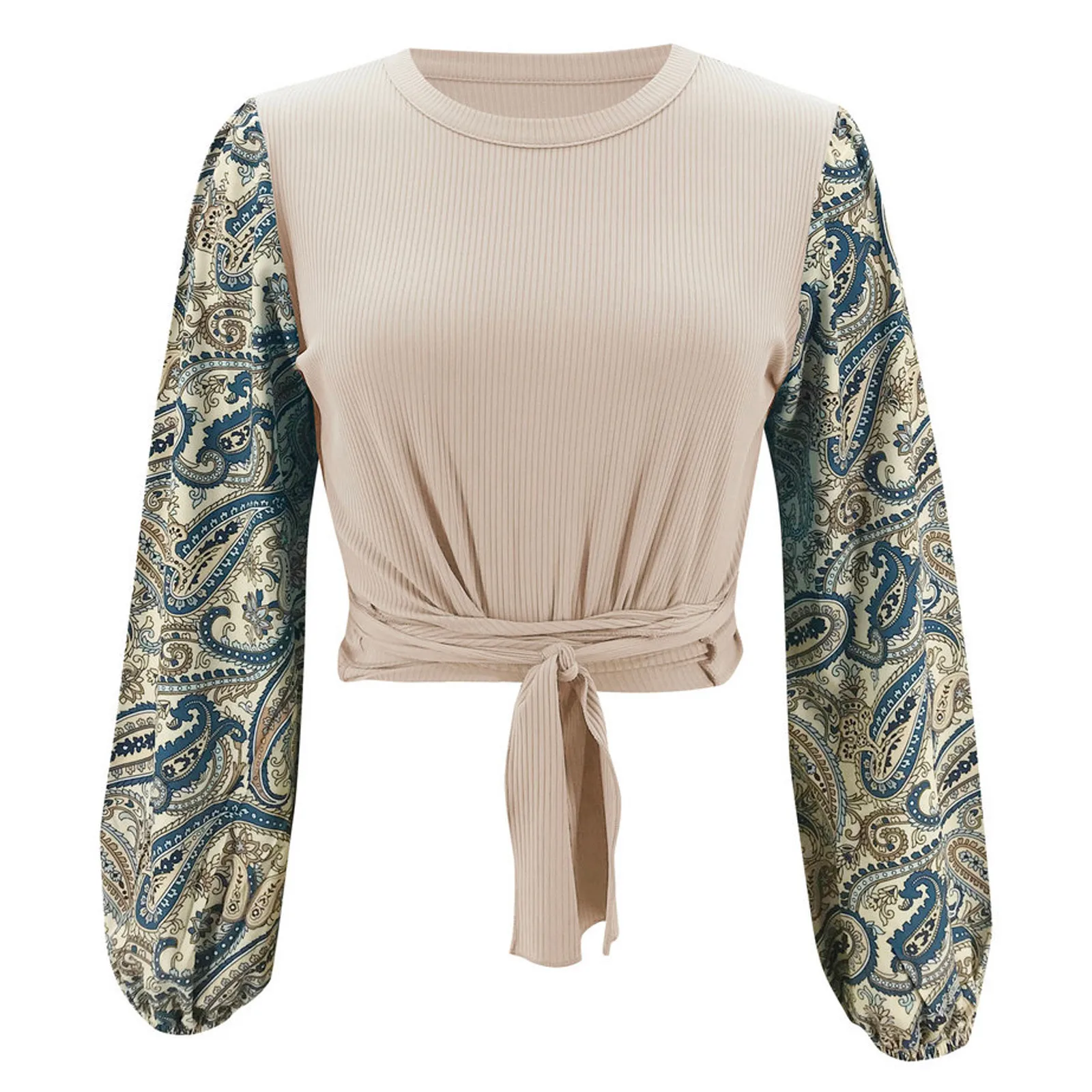 

Womens Sexy Print Bandage Long Sleeve Tops Lantern Sleeve Slim Shorts Casual Set Women's Sweaters Print Long Sleeve Tops Female