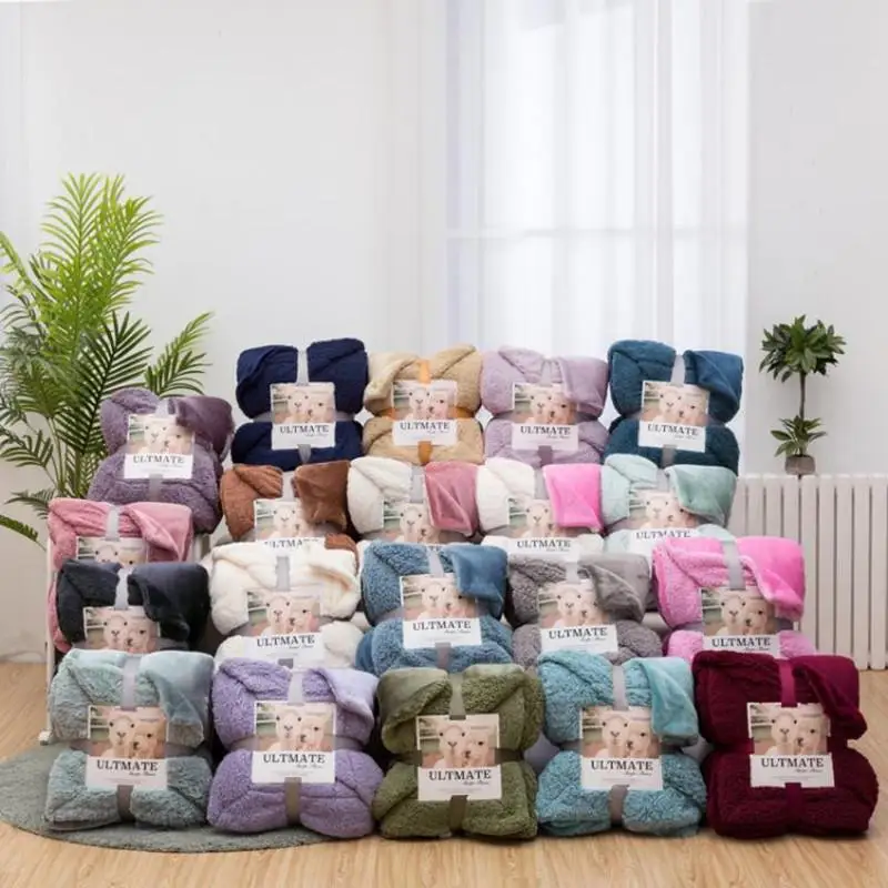 Зимнее мягкое роскошное теплое толстое покрывало из шерпы двухстороннее