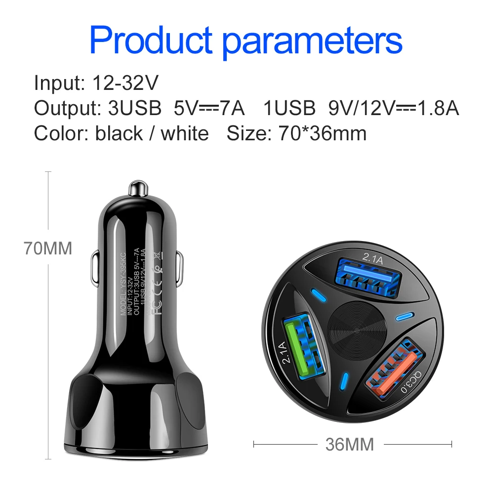 Автомобильное зарядное устройство Quick Charge 3 0 2 USB для iPhone Samsung Xiaomi 9 Huawei P30 Pro быстрое