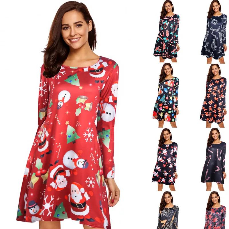 Женская одежда большого размера зимнее рождественское праздничное платье
