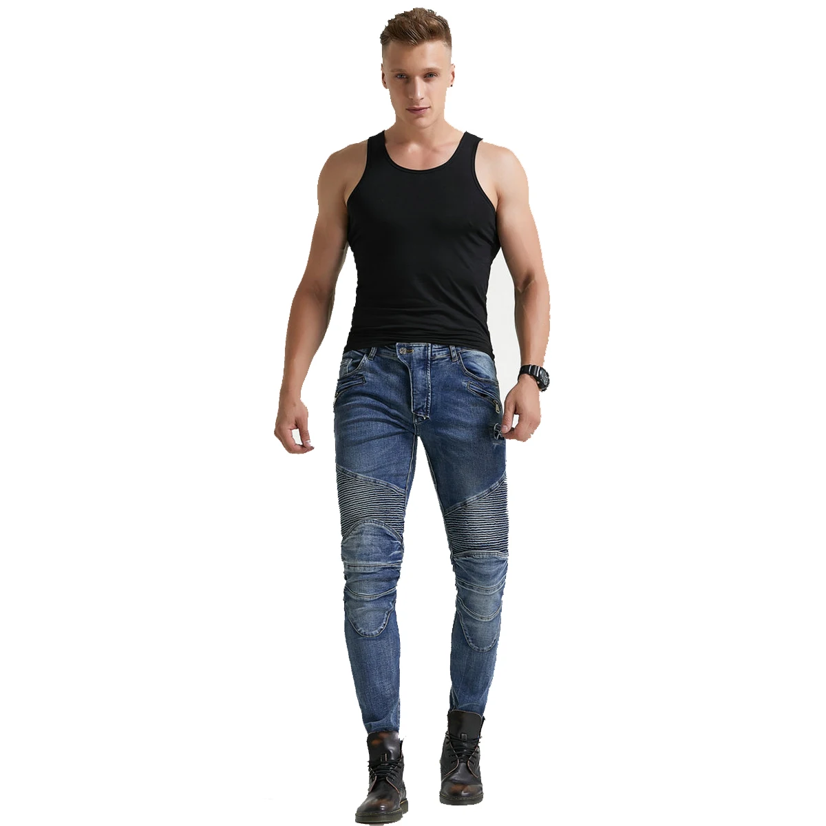 Ветрозащитные мужские мотоциклетные брюки облегающие хлопковые для езды на