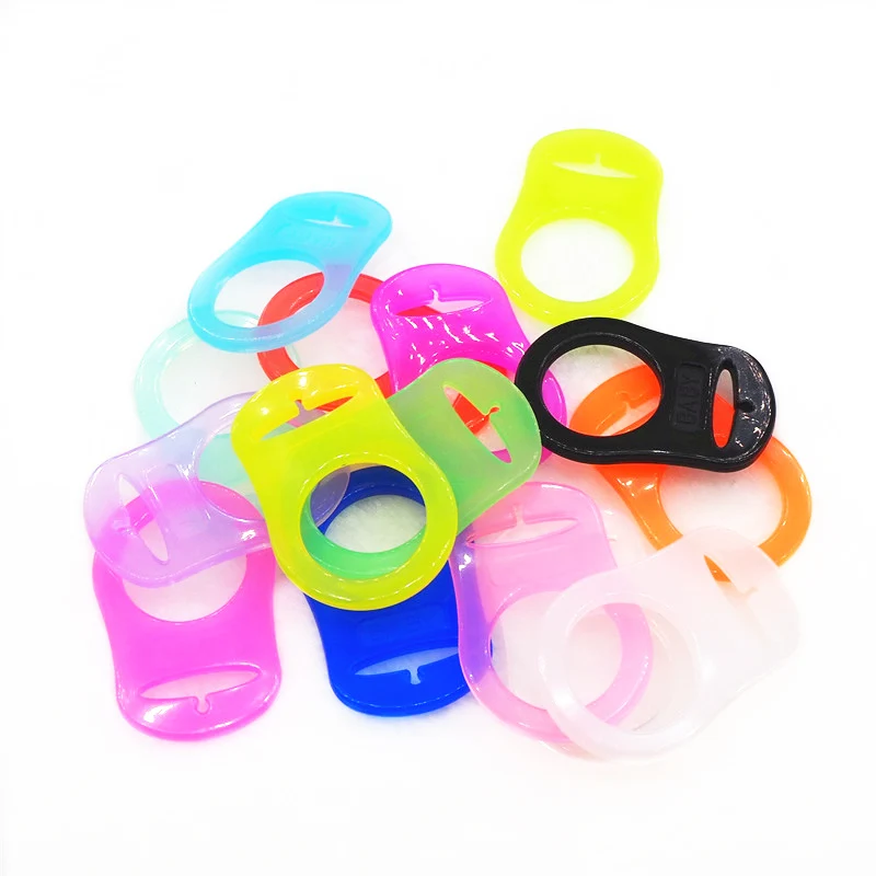 (13 color) 500pcs/lot BPA Free Food Grade Silicone Baby Pacifier Adapter Chain Holder Rings Dummy MAM rings for Napkin NUK