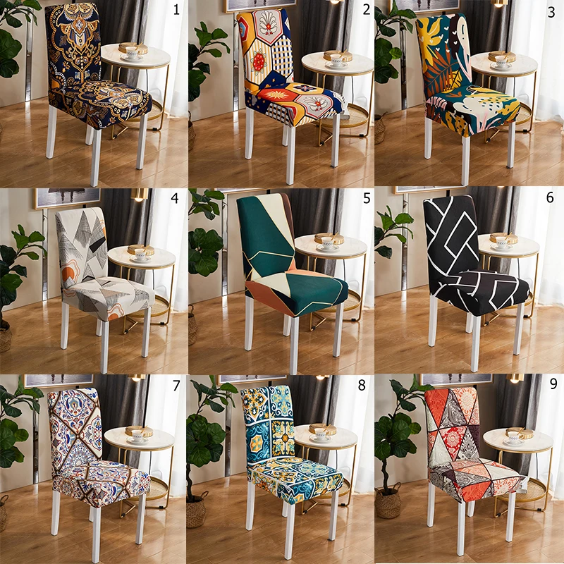 

Многофункциональный эластичный Чехол для стула из спандекса, эластичное покрытие для стула с цветочным принтом для домашнего обеденного с...