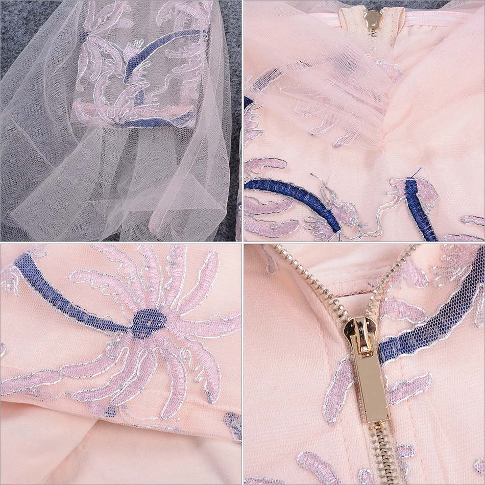 Женское вечернее платье ADYCE розового цвета кружевное облегающее с вырезом