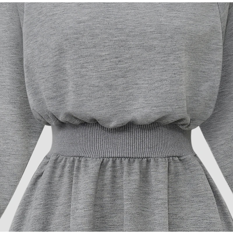 Женская одежда большого размера 5XL осенне зимнее платье с круглым вырезом и