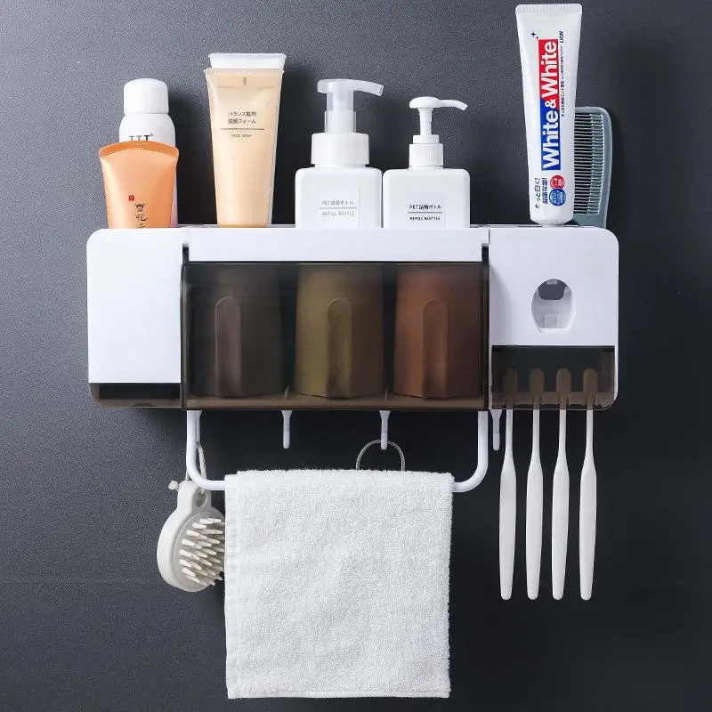 

Новый настенный держатель для зубных щеток с чашками, автоматическая зубная паста, соковыжималка для ванной комнаты, набор для зубных щеток