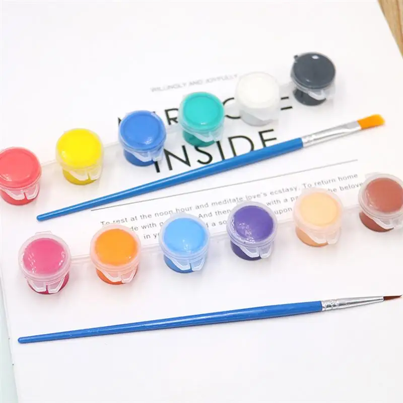 

1 Set 3ml 12-Colors Hand-Painted Acrylic Paint Children Safe Painting Pigments Kindergarten DIY Art Graffiti Pigment-Set
