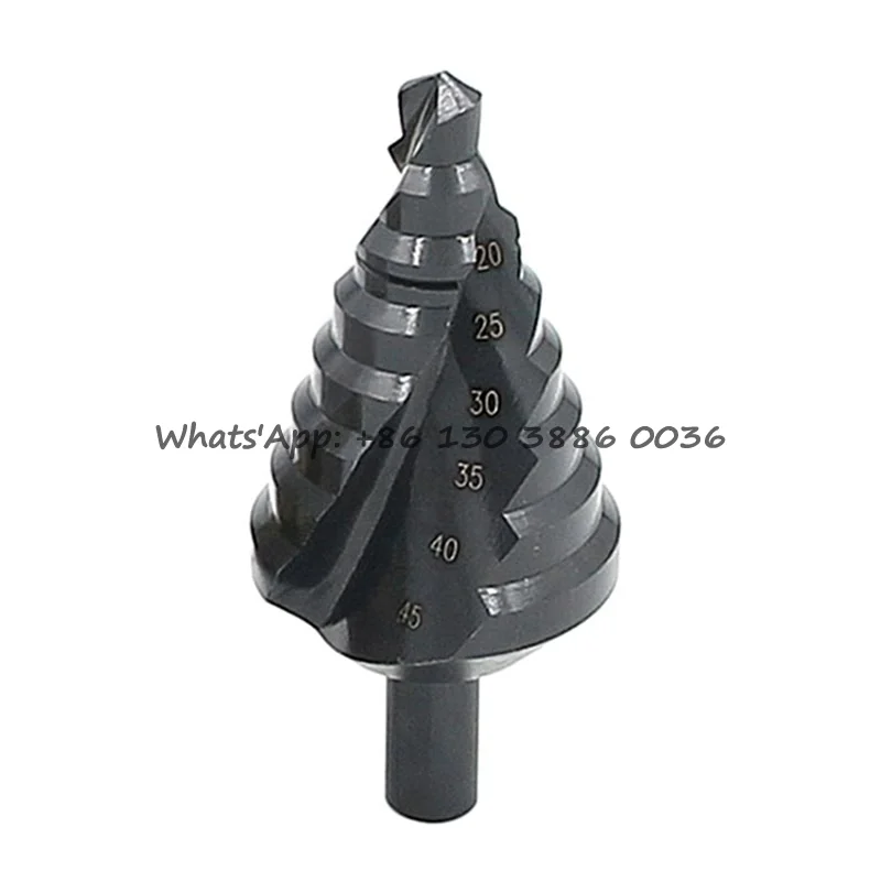

10-45MM HSS Cobalt Step Drill Bit Set Nitrogen Coated Spiral Drills for Metal Cone Triangle Shank Metal Drilling Hole Cutter