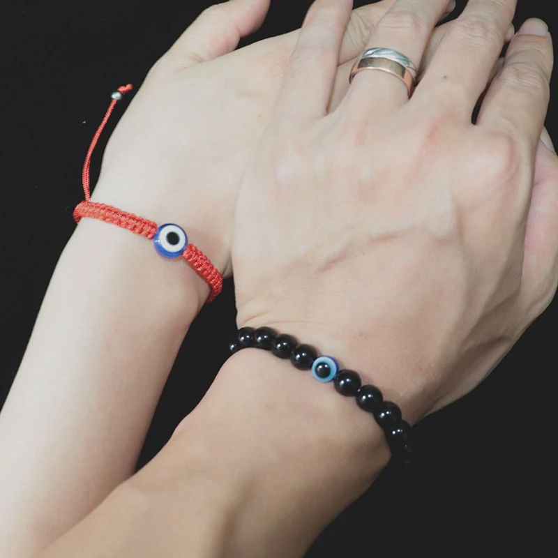 2 шт./компл. браслет ручной работы для влюбленных сглаза с Красной веревкой