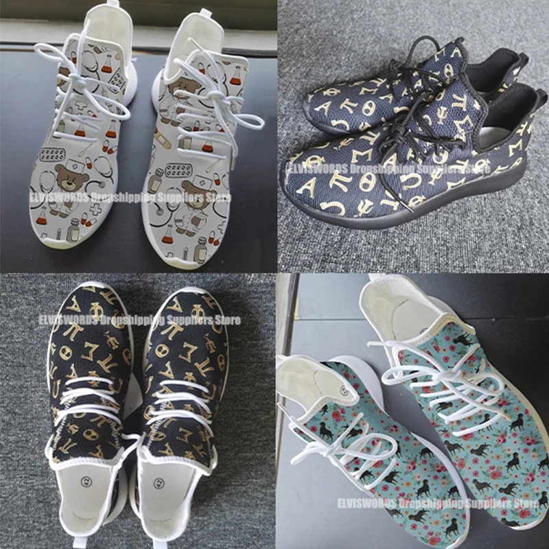 ELVISWORDS милый узор с изображением сиделки Femme на шнуровке обувь плоской подошве из