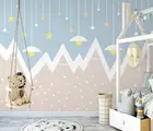 Настенные 3D обои Bacal, геометрические, с изображением горы, звездного и голубого неба, для детской комнаты, для мальчиков и девочек, декор для спальни