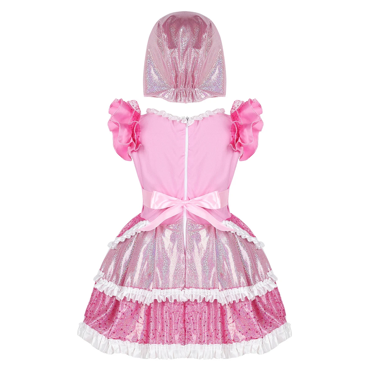 Балетное платье для девочек Одежда танцев плиссированное с короткими рукавами и