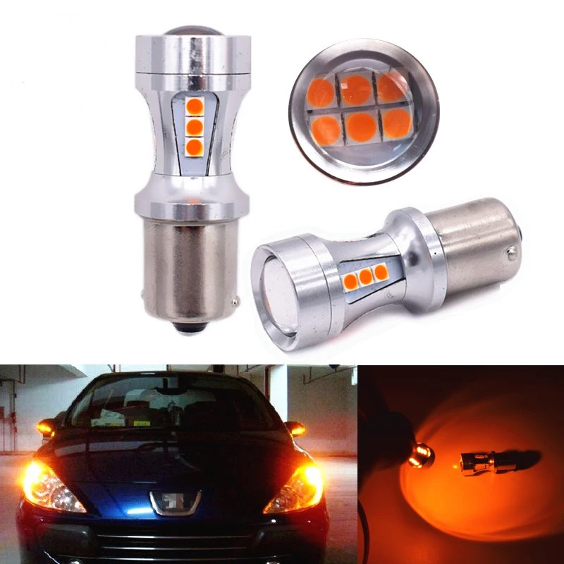 Светодиодная лампа BA15S 1156 S25 P21W 3030 18SMD 6000k для указателей поворота дневные ходовые
