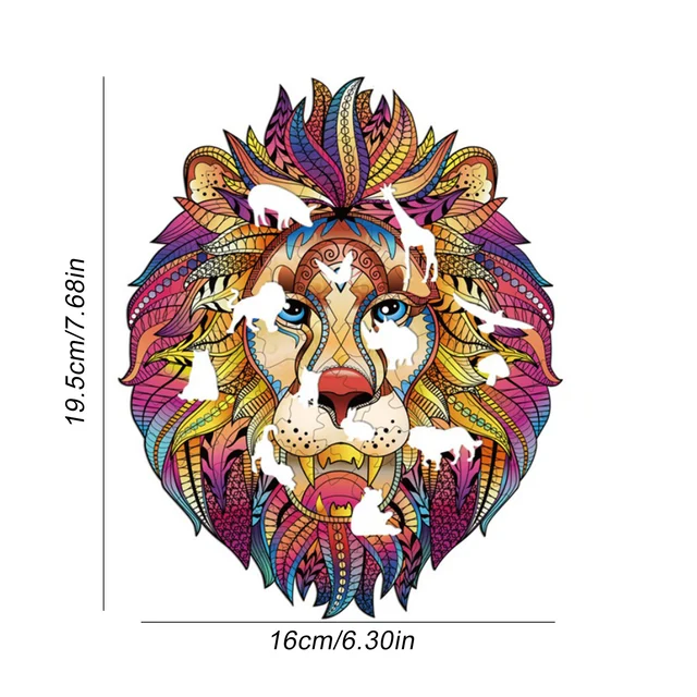 Wooden Jigsaw Puzzle Mysterious Lion 