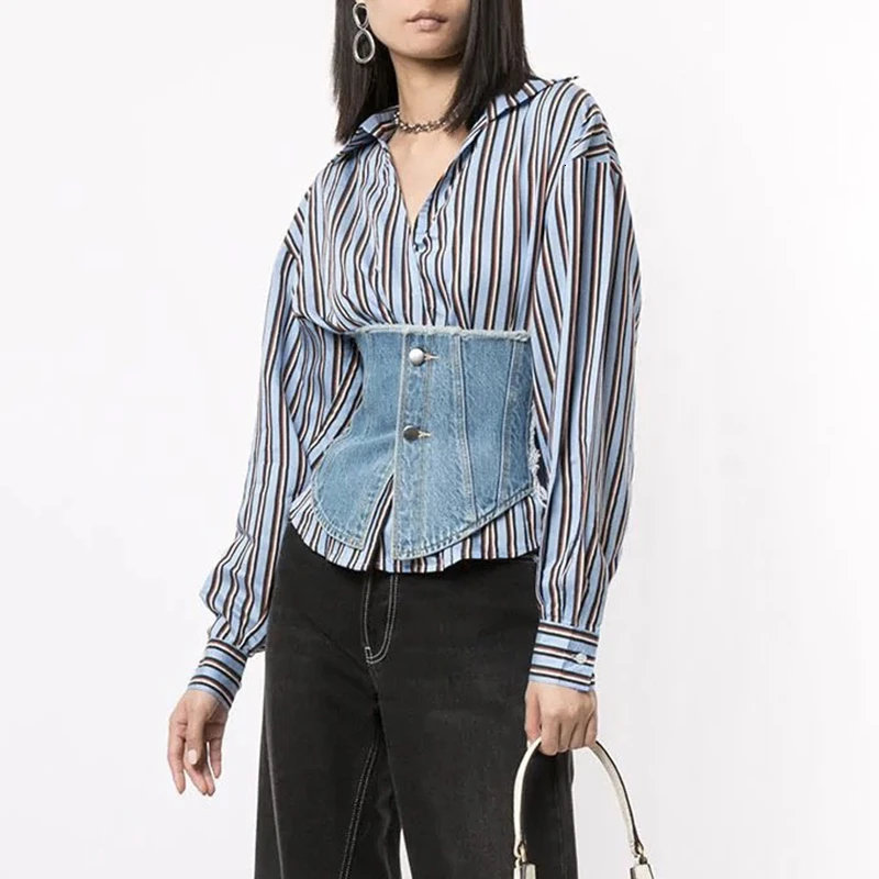 Рубашка женская TWOTWINSTYLE осенняя с длинным рукавом и отложным воротником | Женская