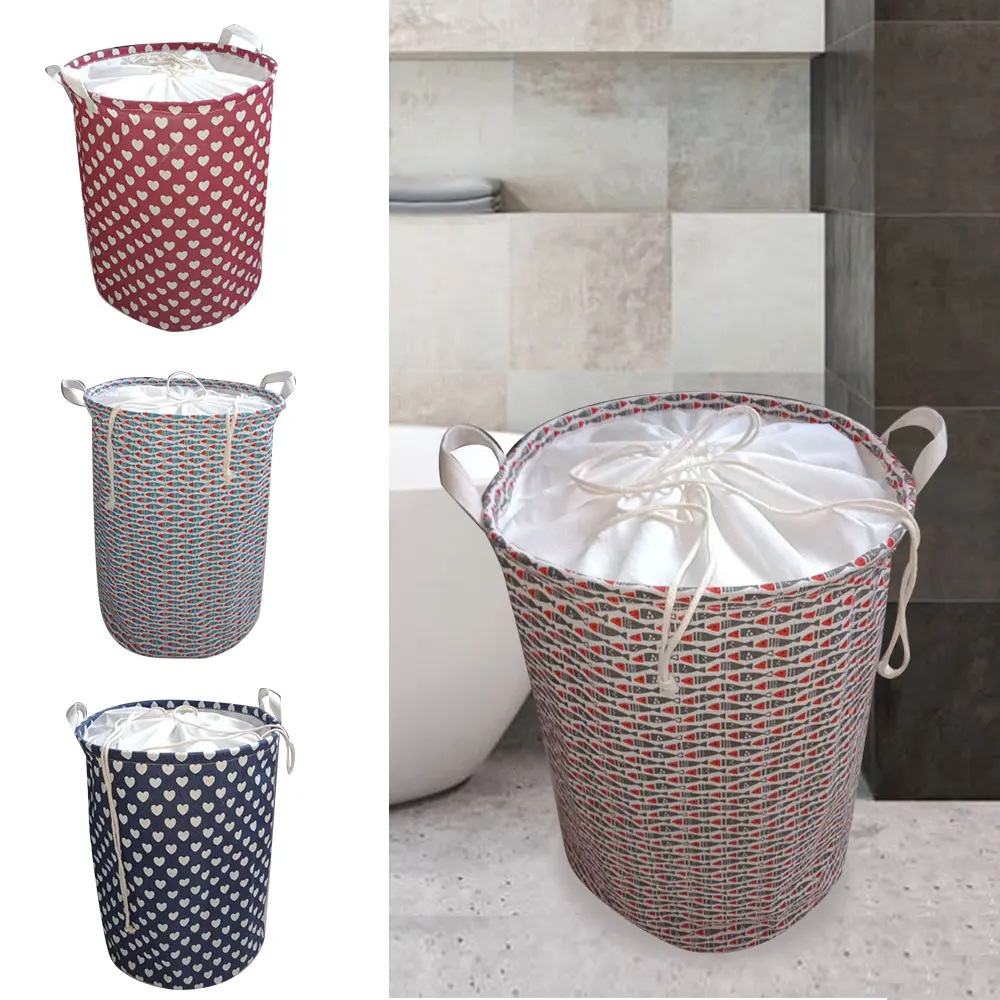 

Large Capacity Folding Laundry Basket Drawstring Closure Laundry Hamper Canvas Storage Organizer With Handle Bin 1pc